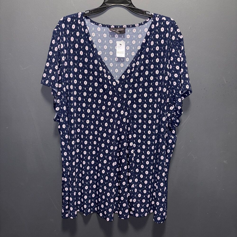 Lane Bryant Cap-Sleeve Pleat-Front Short Sleeve Top Womens Plus 26/28